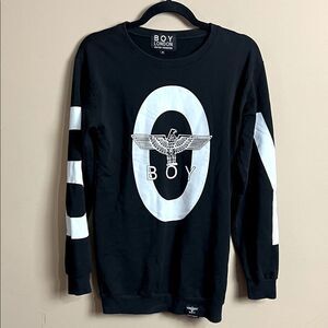 Boy London Men’s Size Small Streetwear Monogram Black Sweatshirt